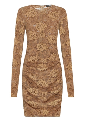Dolce & Gabbana floral-lace semi-sheer minidress - Brown