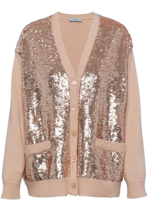 Prada sequin-embellished cardigan - Neutrals