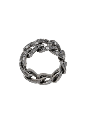 SHAY 18kt black gold Twinkle diamond jumbo link ring