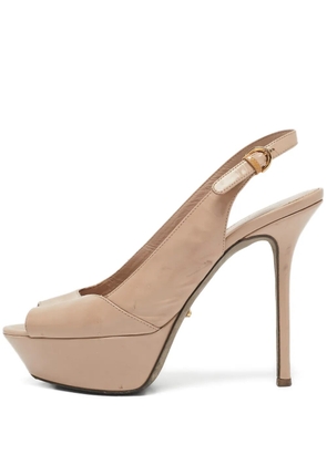 Sergio Rossi Vintage 120mm Godiva peep-toe slingback platform pumps - Neutrals
