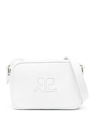 Courrèges logo-patch leather camera bag - White