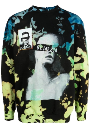 Stain Shade bleached-effect graphic-print cotton sweatshirt - Black