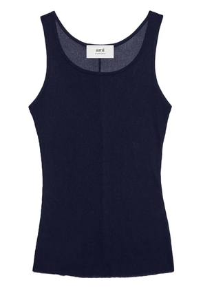 AMI Paris semi-sheer round-neck tank top - Blue