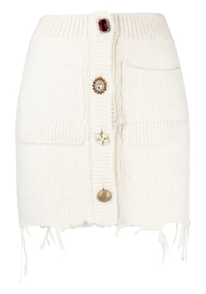 VETEMENTS rhinestone-embellished knitted miniskirt - White
