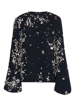 Oscar de la Renta crystal-embellished balloon-sleeve blouse - Blue