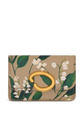 Oscar de la Renta Lily of the Valley-printed card holder - Neutrals