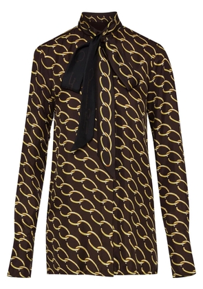 Oscar de la Renta Oscar chain-link silk twill blouse - Brown