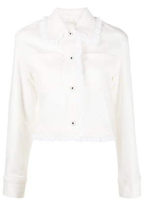 Kenzo broderie-anglaise cropped denim jacket - Neutrals