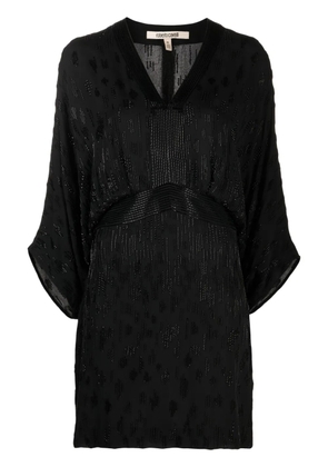 Roberto Cavalli bead-embellished short silk dress - Black