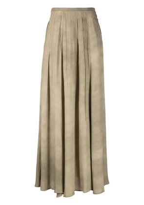 Ziggy Chen distressed-effect pleated maxi skirt - Neutrals