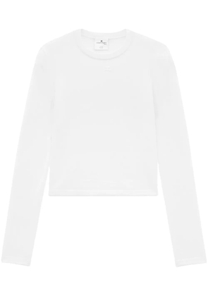 Courrèges logo-embroidered ribbed sweater - White