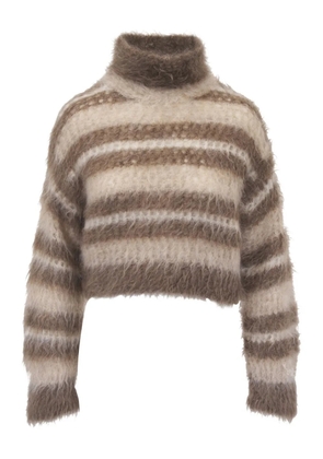 Brunello Cucinelli striped-pattern sweater - Brown