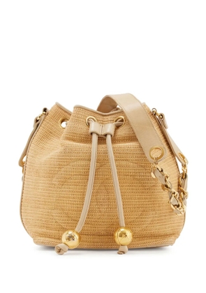 CHANEL Pre-Owned 1992 drawstring raffia shoulder bag - Neutrals