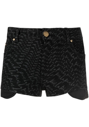 PINKO logo-print denim shorts - Black