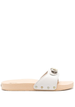Scholl Pescura wood-sole leather slides - White