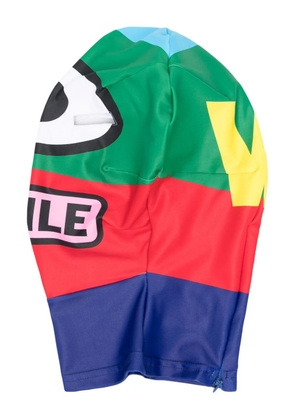 Walter Van Beirendonck graphic-print colour-block face mask - Blue