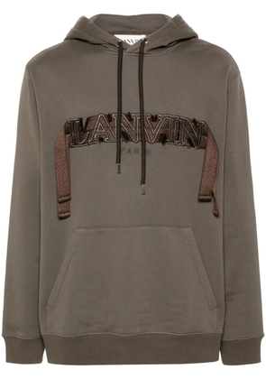 Lanvin logo-embroidered cotton hoodie - Green