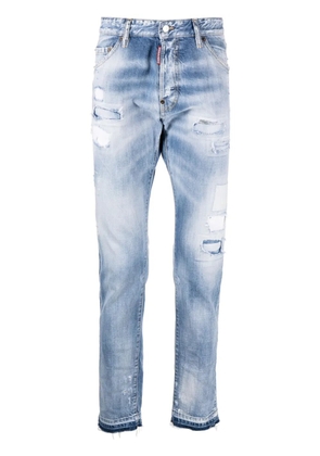 DSQUARED2 logo-patch distressed washed jeans - Blue