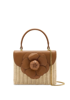 Oscar de la Renta flower-appliqué tote bag - Neutrals