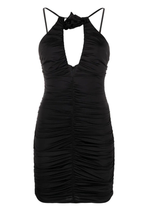Noire Swimwear floral-appliqué ruched minidress - Black