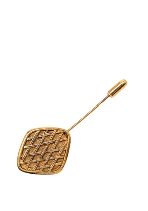 CHANEL Pre-Owned 1970-1980 Gold Plated Lattice Diamond Pin Brooch costume brooch