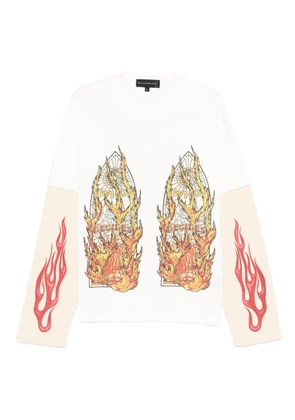 Who Decides War flame-graphic sweatshirt - White