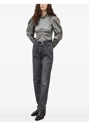 Gestuz ruched puff-sleeve top - Grey