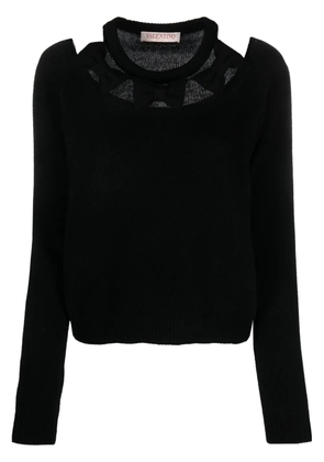 Valentino Garavani cut-out virgin-wool jumper - Black