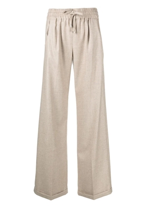 Kiton wide-leg cashmere trousers - Brown