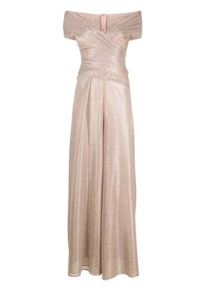 Talbot Runhof metallic-voile wide-leg jumpsuit - Pink