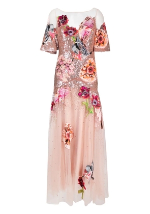 Temperley London Petal hummingbird-embroidered gown dress - Pink