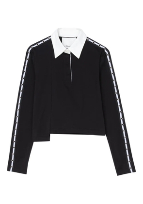 3.1 Phillip Lim panelled eyelet-detail polo top - Black