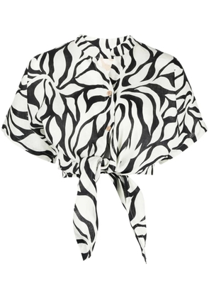 Cala de la Cruz Leroy tie-fastening linen shirt - Neutrals