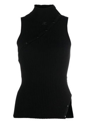 Courrèges logo-embroidered ribbed tank top - Black