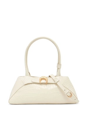 Marine Serre medium Aurora crocodile-embossed tote bag - White