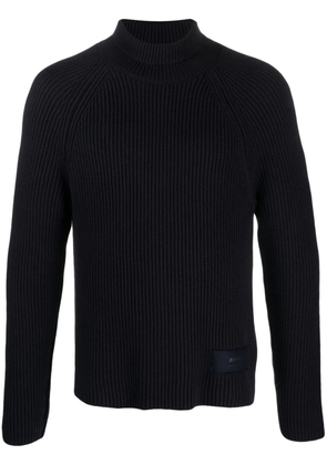 AMI Paris logo-patch ribbed-knit jumper - Blue