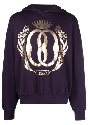 Bally logo-print organic cotton hoodie - Purple