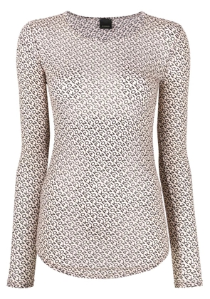 PINKO logo-print semi-sheer sweatshirt - Neutrals
