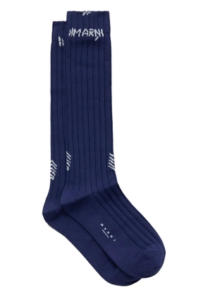 Marni logo woven ribbed socks - Blue