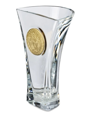 Versace Medusa-plaque crystal vase (28cm) - White