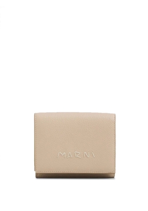 Marni logo-embroidered leather wallet - Neutrals