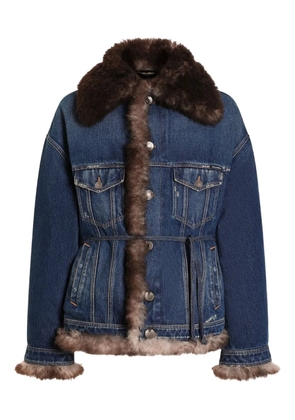 Dolce & Gabbana fur-trimmed denim jacket - Blue