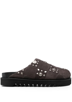 Toga Virilis stud-embellished suede slippers - Grey