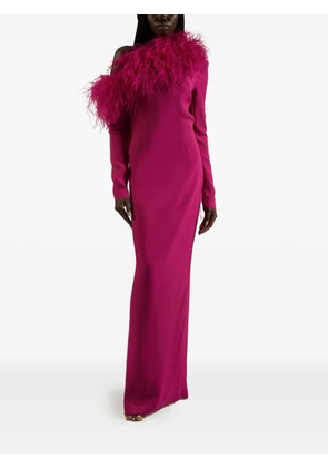 Taller Marmo feather-trimmed one-shoulder dress - Pink
