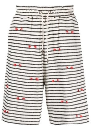 Henrik Vibskov Fringy striped shorts - Neutrals