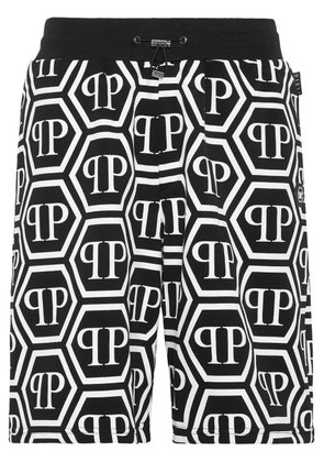 Philipp Plein monogram drawstring track shorts - Black