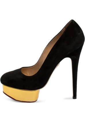 Charlotte Olympia pre-owned 145mm suede platform pumps - Black