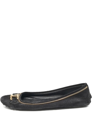 Louis Vuitton Pre-Owned zip-trim suede ballet flats - Black