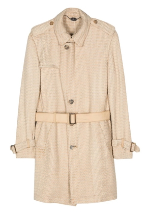 Fendi Pre-Owned 2000s leather double-breasted coat - Neutrals