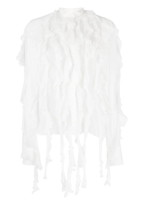 Ermanno Scervino ruffled sheer silk shirt - White